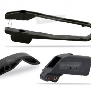 Chain guide / slider / sliding piece kit POLISPORT Negru pentru KTM EXC (XC) 125 (1998-2007)