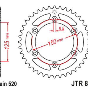 Foaie spate JT 38T, 520 pentru KTM EXC (XC) 125 (2000-2000)
